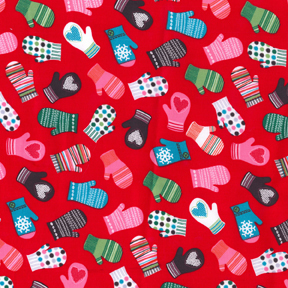 Little Mittens Flannel-michael miller flannel fabric little mittens winter gloves christmas red green
