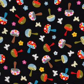 Mini Mushrooms Flannel-michael miller flannel fabric mini mushrooms black fx4329