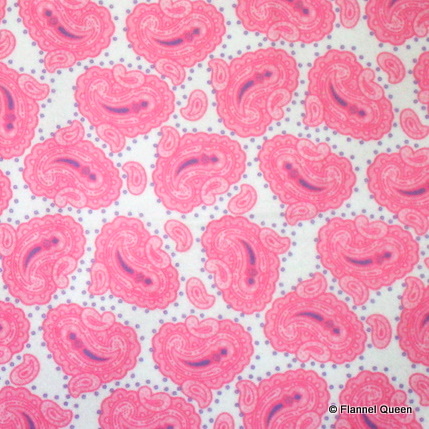 Giggles Paisley Pink White Flannel-Moda flannel fabric giggles pink paisley