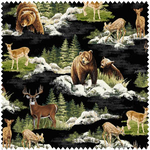 Wilderness Trail Bears and Deer Flannel-Henry Glass Wilderness Trail Bear Deer Flannel Fabric 9267