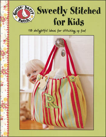 Pattern Book - Sweetly Stitched for Kids-SWEETLY STITCHED for KIDS Sewing Pattern Book Gooseberry Patch Leisure Arts Sweet Dreams wall art Helper Apron Soft Building Blocks Soft Play Ball Felt Shoes Just Duckie Baby Blanket Baby Quilt Pocket Bib On the Go Tote Bag Little Red Tractor Personalized Pillow Butterflies Blooms Miss Doll Bunny Buddy Sleeping Mat Elephant Pajama Bag Turtle Tee Denim Skirt