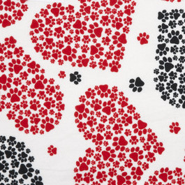 Paw Print Hearts Flannel-flannel fabric red black paw print hearts