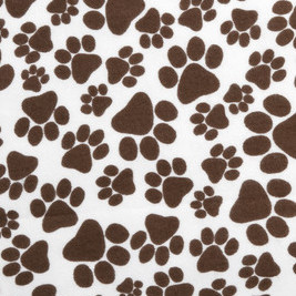 Paw Print Toss Brown Flannel-flannel fabric brown white paw print toss
