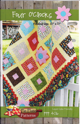Pattern - Four O'Clocks Quilt by Pie Plate Patterns-quilt pattern flannel pie plate layer cake friendly cotton applique four o'clocks ppp 406