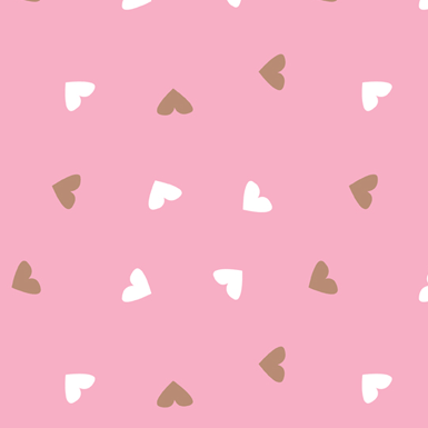 Infant Girl White Brown Hearts on Pink Flannel-david textiles flannel fabric infant basics girl White Brown Hearts on Pink SK10551F2