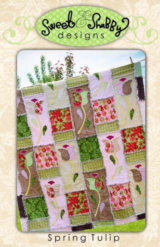 Pattern - Spring Tulip Rag Quilt by Sweet & Shabby-rag quilt pattern raggy flannel sweet and shabby spring tulip