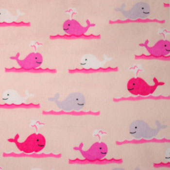 Whales Pink by Vita Mechachonis Flannel-eugene textiles flannel fabric all star whales Vita Mechachonis