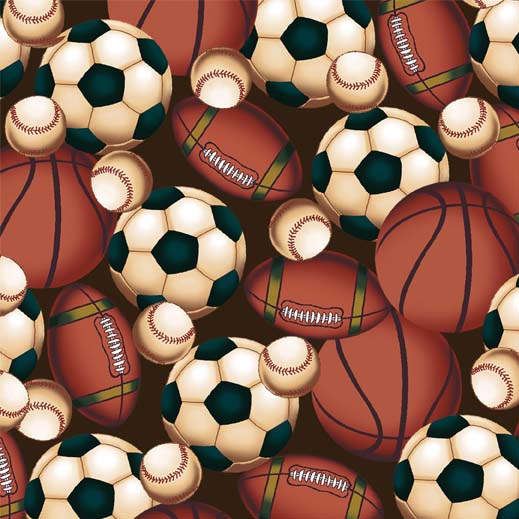 Play Ball Toss Brown Flannel-riley blake designs flannel fabric play ball toss cream baseball football f2514