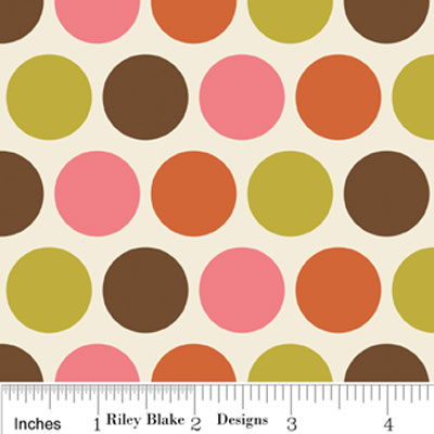Indian Summer Big Dot Cream Flannel F2614-Riley Blake Flannel Fabric Indian Summer Big Dot Cream Flannel F2614