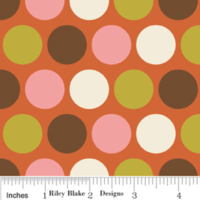 Indian Summer Big Dot Orange Flannel F2614-Riley Blake Flannel Fabric Indian Summer Big Dot Orange Flannel F2614