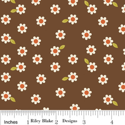 Indian Summer Daisy Brown Flannel F2616-Riley Blake Flannel Fabric Indian Summer Daisy Brown Flannel F2616