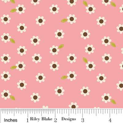 Indian Summer Daisy Pink Flannel F2616-Riley Blake Flannel Fabric Indian Summer Daisy Pink Flannel F2616