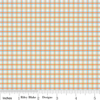 Fox Trails Plaid Cream Orange Flannel-riley blake designs flannel fabric doohikey fox trails cream orange plaid F2683