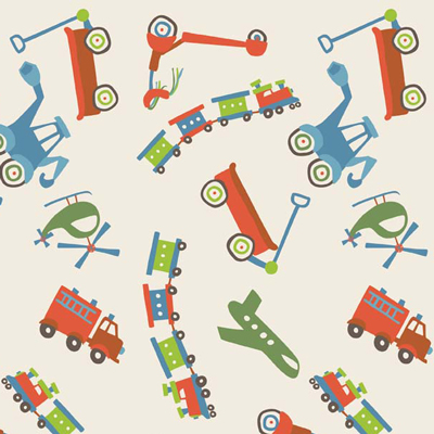 Scoot Main Cream Flannel-riley blake designs flannel fabric deena rutter scoot train main cream 2720 wagon truck firetruck fire engine