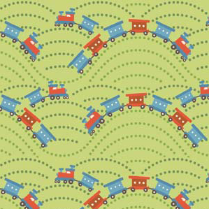 Scoot Train Green Flannel-riley blake designs flannel fabric deena rutter scoot green 2725 train
