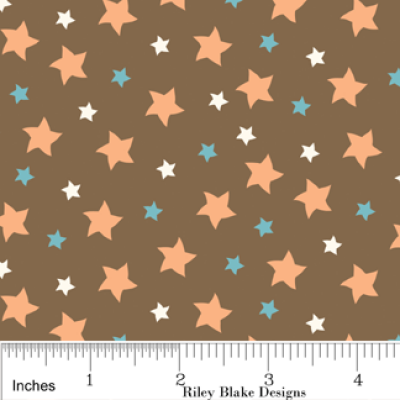 Mod Tod Star Brown Flannel-riley blake designs flannel fabric mod tod sheri berry star brown f2743