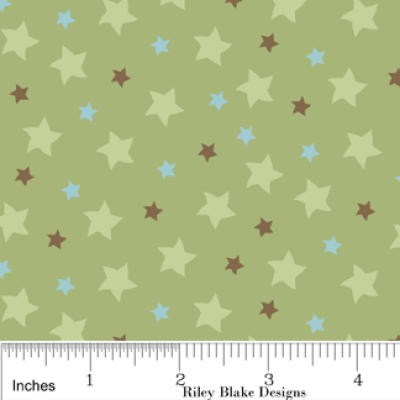 Mod Tod Star Green Flannel-riley blake designs flannel fabric mod tod sheri berry star green f2743