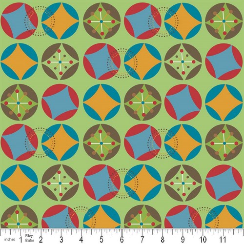 Hooty Hoot Starburst Green Flannel-Riley Blake Flannel Fabric Hooty Hoot Kangaroo F3013 Doohikey Designs Starburst green