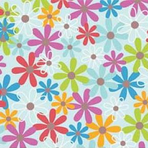 Feeling Groovy Flower Power Blue Flannel-riley blake designs doodlebug flannel fabric feeling groovy peace rainbow f6503 Flower power blue