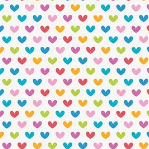 Feeling Groovy Rainbow Love White Flannel-riley blake designs doodlebug flannel fabric feeling groovy peace rainbow f6505 rainbow heart white love
