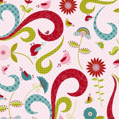 Love Bird Main Pink Flannel-Riley Blake Flannel Fabric Love Birds F7090 My Minds Eye main pink