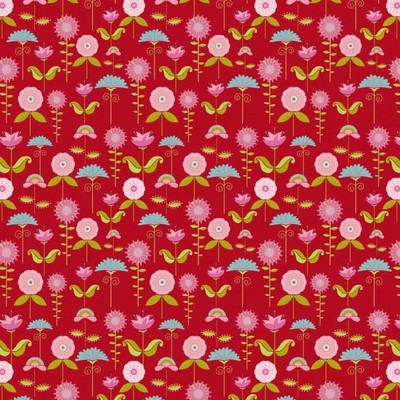 Clearance - Love Bird Garden Cranberry Flannel - 5 yards-Riley Blake Flannel Fabric Love Birds F7093 My Minds Eye garden cranberry clearance sale