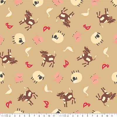 Farm Fresh Farm Brown Flannel-Riley Blake Flannel Fabric Farm Fresh Brown f9000