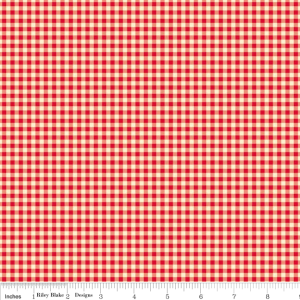 Farm Fresh Gingham Red Cream Flannel-Riley Blake Flannel Fabric Farm Fresh f9004 gingham red cream