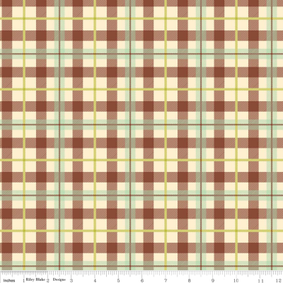 Farm Fresh Plaid Brown Flannel-Riley Blake Flannel Fabric Farm Fresh plaid brown f9005