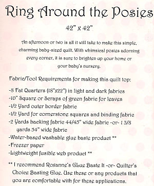 Pattern - Ring Around the Posies by Fresh Cut Quilts-sewing pattern Ring Around posies quilt fresh cut 110