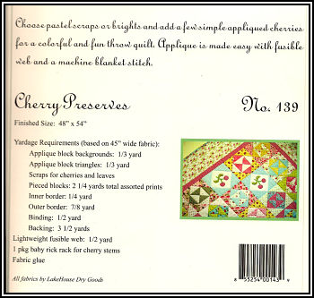 Pattern - Cherry Preserves by Late Bloomer Quilts-sewing pattern Cherry Preserves by Late Bloomer Quilts