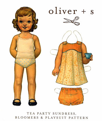 Pattern - Tea Party Sundress, Bloomers, Playsuit by oliver + s-sewing pattern child oliver s dress Tea Party Sundress Bloomers Playsuit OS001TP1