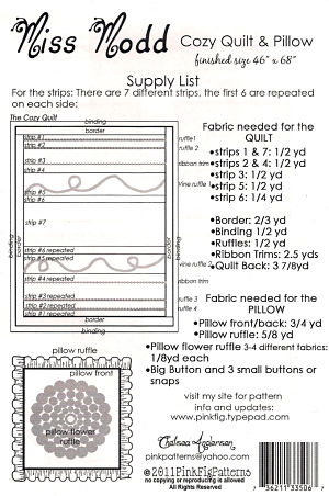 Pattern - Miss Mod Cozy Quilt and Pillow by Pink Fig-sewing pattern pink fig Miss Mod Cozy Quilt Pillow