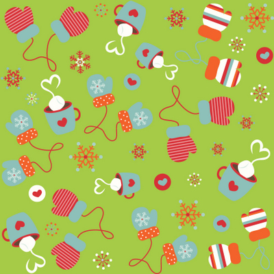 Colorful Christmas Green Mittens