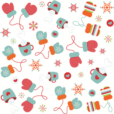 Colorful Christmas White Mittens
