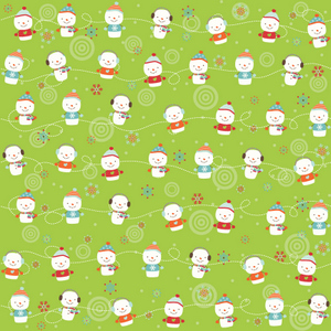 Colorful Christmas Green Snowmen