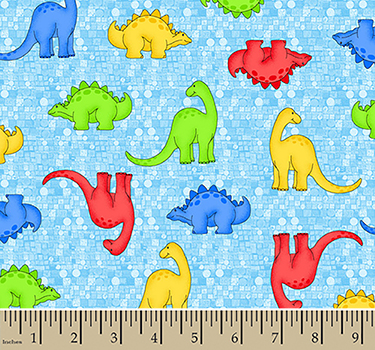 Comfy Colorful Dinosaur on Blue Flannel