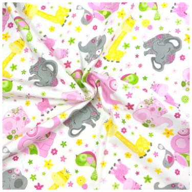 Comfy Elephant Giraffe Gray Pink Yellow - 32" Remnant