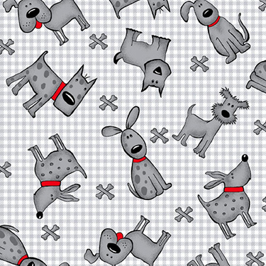 Comfy Dogs Gray Check - 18" Remnant