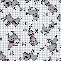 Comfy Dogs Gray Check - 18" Remnant