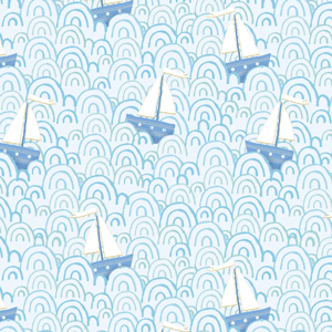 FQ Single - Itty Bitty Sailboats Blue Flannel