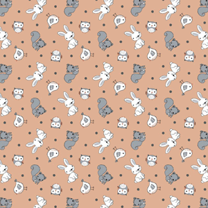 Playful Cuties I Tossed Animals 12966 Light Coral Flannel