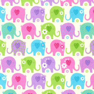 Sweet Baby Elephant Rows Flannel - 32" Remnant