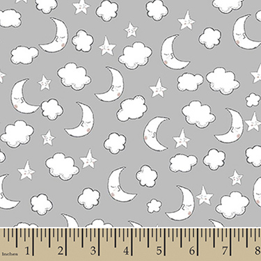 Comfy Sleeping Moon Cloud Star Gray Flannel