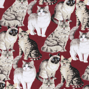 Realistic Cats on Red Flannel - 34" Remnant