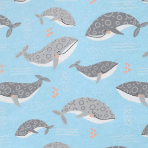 Happy Whales Snuggle Flannel - 24" Remnants