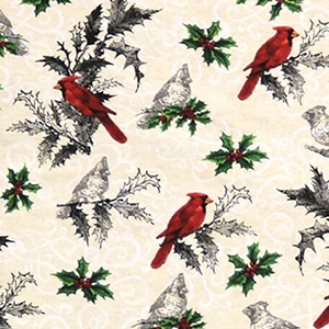 Cardinals and Holly Flannel