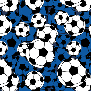 Soccer Balls on Blue Flannel - 35" Remnant