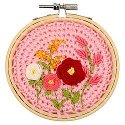 Crochet Hoop Kit - Flowers Pink 4"