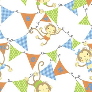Comfy Monkeys and Banners Flannel - 31" Remnant